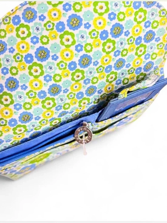 Vera Bradley Vintage Blue Green Yellow Floral Clutch