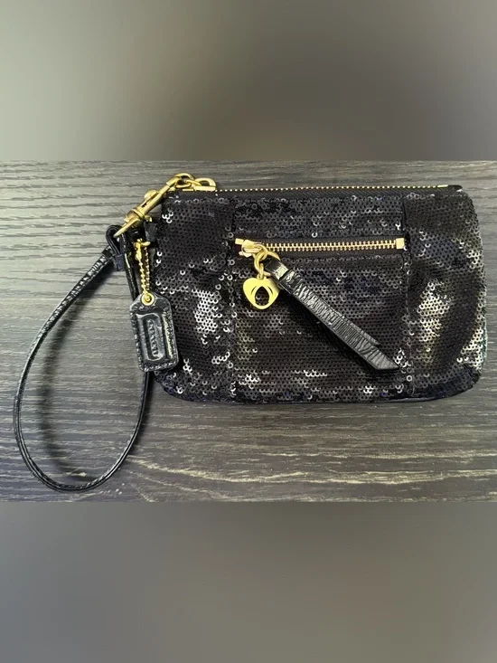 Coach Black Sequin Wristlet