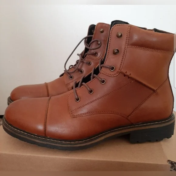 BP Mens Leather Derek Cap Toe Boots 12 (45 Eur) NEW