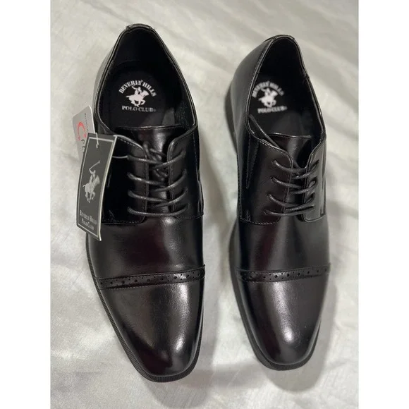 Beverly Hills Polo Club Men's Black Dress Shoes Damien New With Box Sizes 9.5
