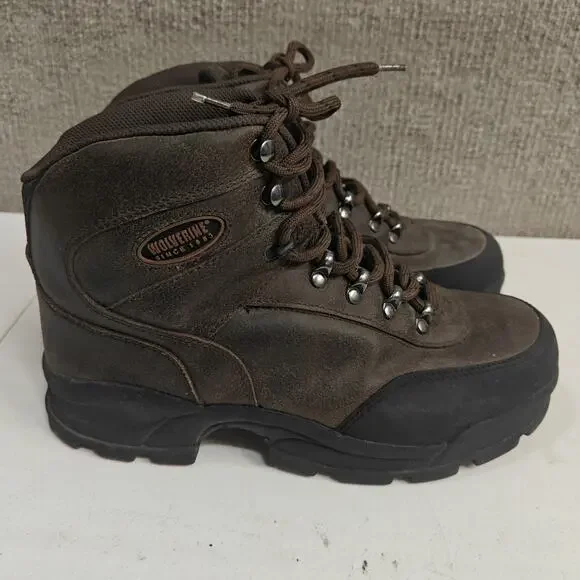 Wolverine Men's Size 8.5 Brown Leather Safety Work Hunting Boots Mid-Calf