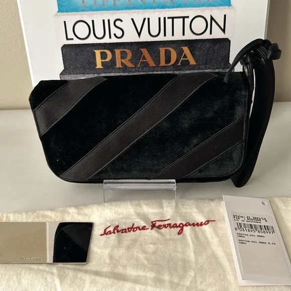 Rare Vintage Salvatore Ferragamo Wristlet and Mirror