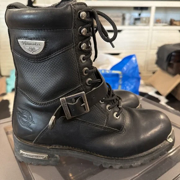 Milwaukee Freedom Flex‎ Leather Motorcycle Boots Performance Footwear Mens 10D