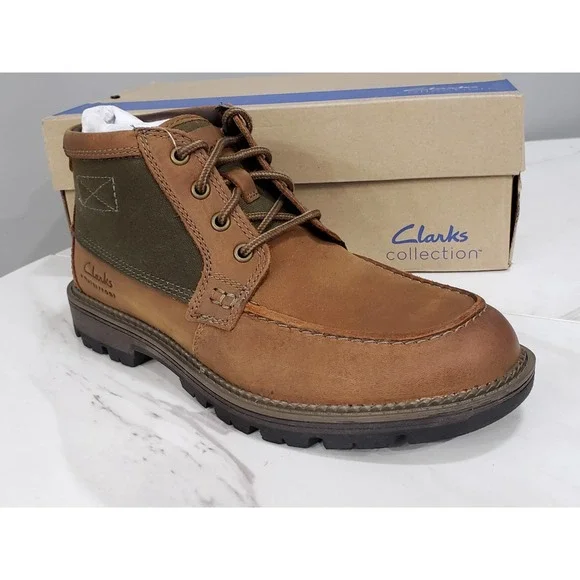 NEW‎ Clarks - Size 8.5  Maplewalk Moc Waterproof Brown Boots Waterproof Chukka