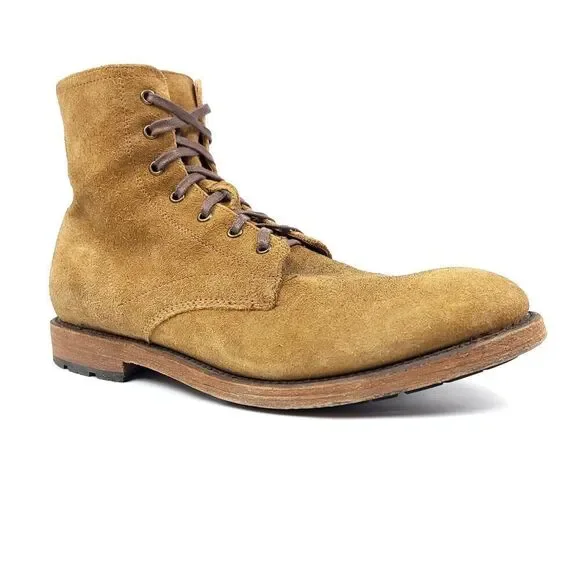 RARE Frye Tan Suede Bowery Lace-Up Desert Combat Military Boots Western 12 Camel