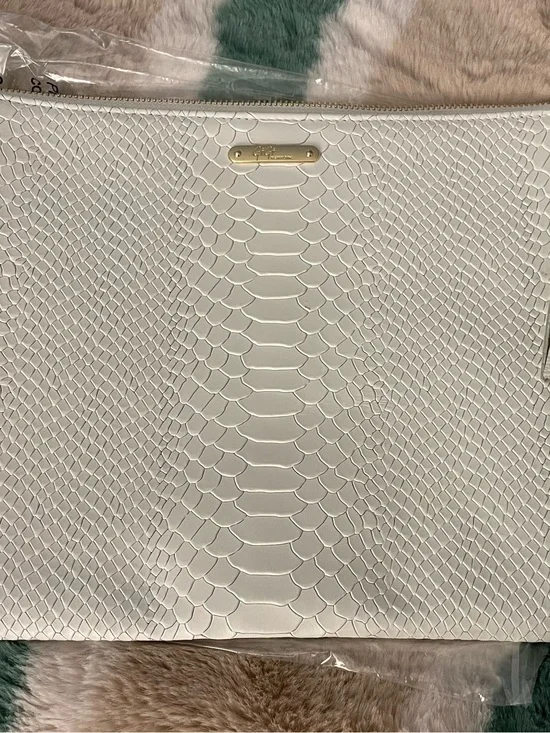 GiGi New York White Embossed Snake-Texture Large Clutch