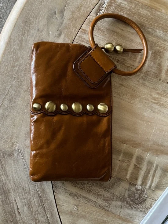 HOBO Sable Wristlet Clutch in Truffle & Antique Brass Studs.  New without tags.