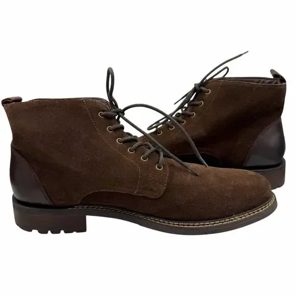 Mark Nason Los Angeles Brown Suede Leather Stowe Lace Up Combat Boots Mens 10.5