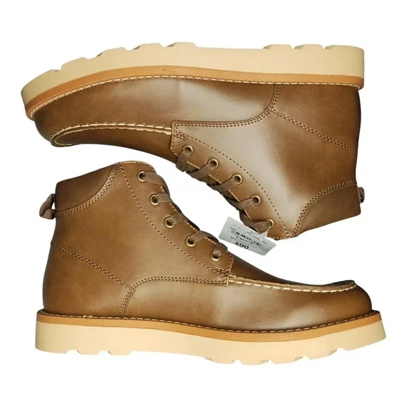 Mutual Weave Drew Ankle Boots Mens US Size 9M Brown Synthetic Moc Toe Lace‎ Up