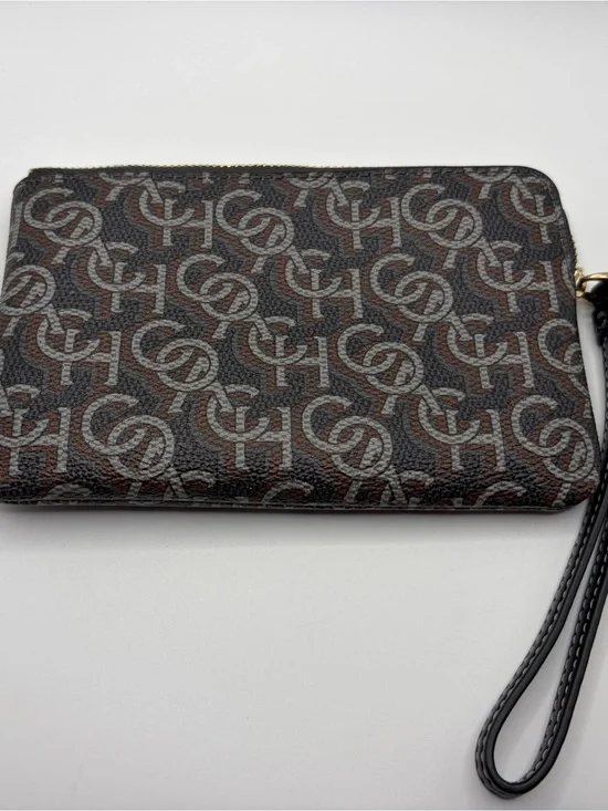 Coach Brown & Black Signature Wristlet Clutch