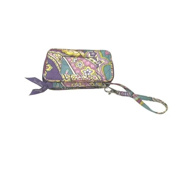 Vera Bradley Purple Paisley Quilted Cotton Wristlet Wallet ID Cards Case Fabric