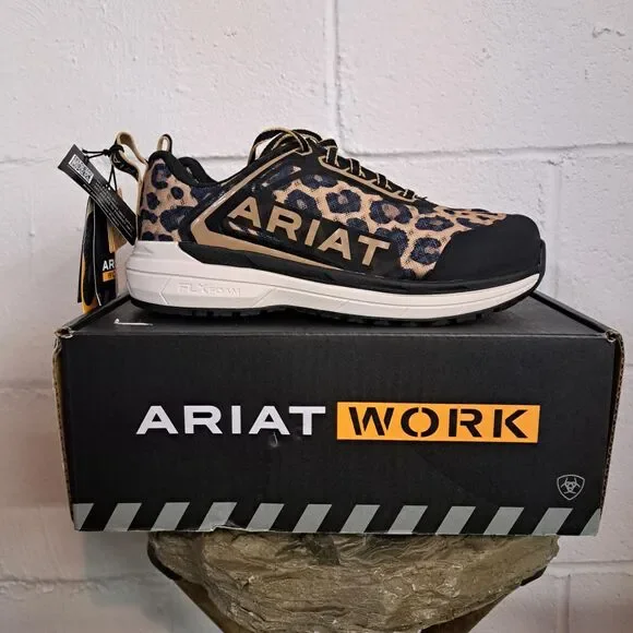 Ariat Outpace Comp Toe Composite Toe Work Shoes Leopard Print Women's Size 6.5