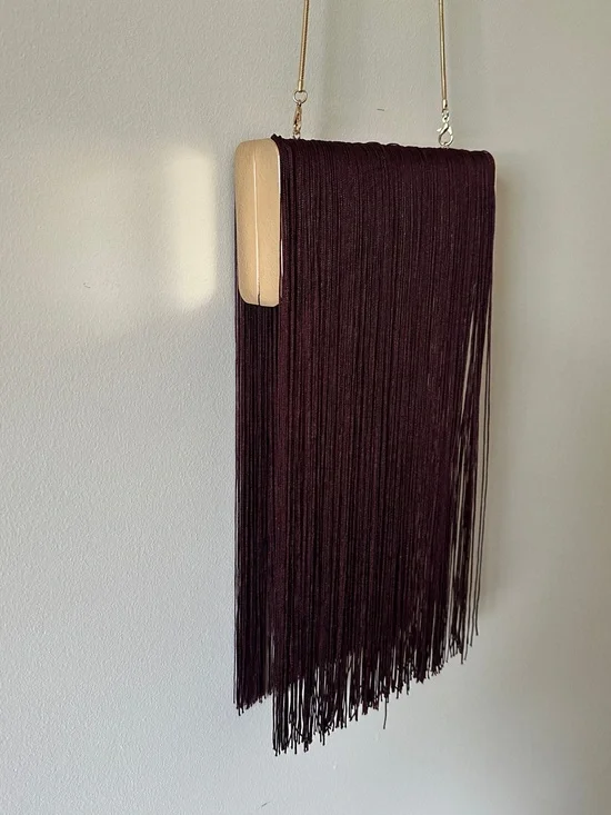 NWOT AKIRA Burgundy Fringe Clutch