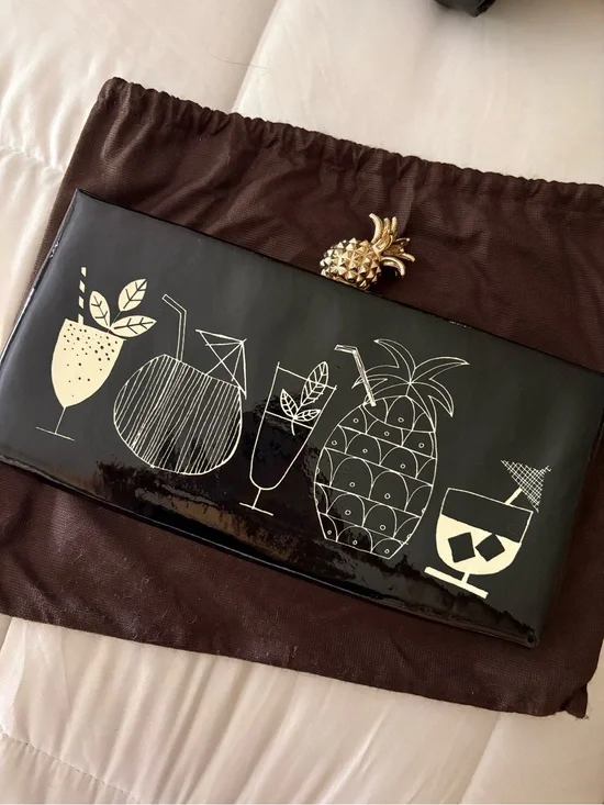 Vintage kate spade Tiki Bar Cocktail clutch with pineapple clasp