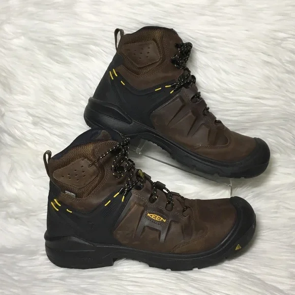 Keen Men’s Dover 6” Waterproof Carbon Toe Boots, Dark Earth/Black, 13D