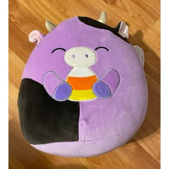 Squishmallows Official Kellytoys 13 inch Alexie The‎ Black and Purple Cow