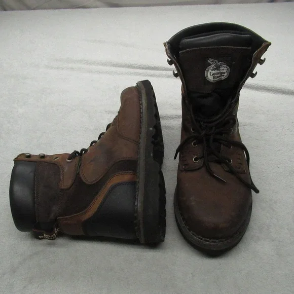 Georgia Boots Men Work Boot 9W Brwn Leather 8