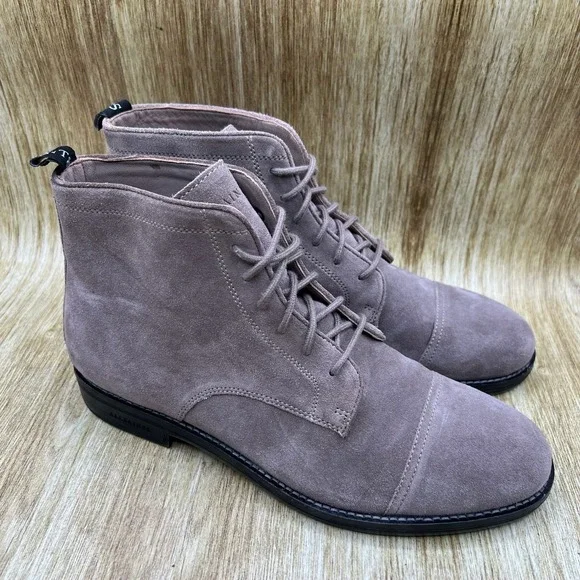 AllSaints Harland‎ Suede Boots Men's Size 10 Grey Cap Toe Lace Up Ankle M063FB