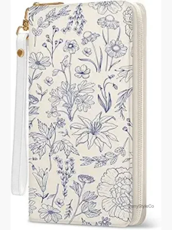 RFID Blocking Credit Card Holder Wristlet Wallet with Zipper Clutch