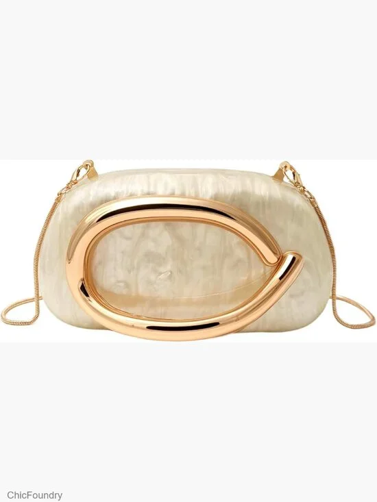Acrylic Clutch with Metal Handle, Evening Bag for Wedding Party