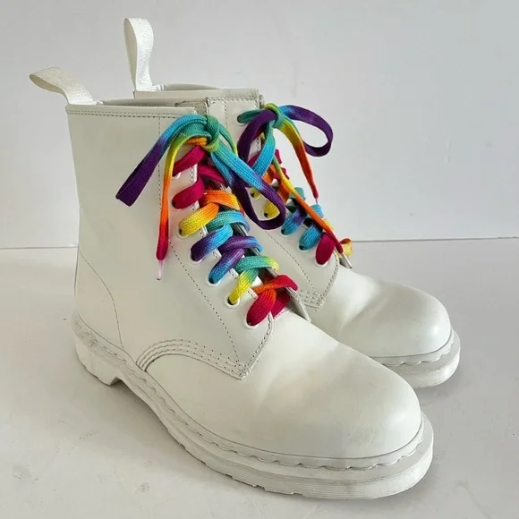 Doc Martens White 14357 Mono Smooth Leather Boots Mens 10 Womens 11