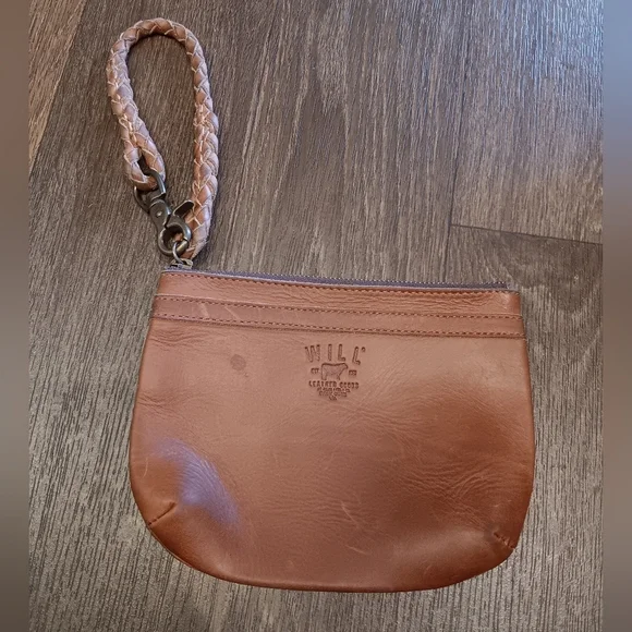 Will Leather Goods Brown Leather Wristlet