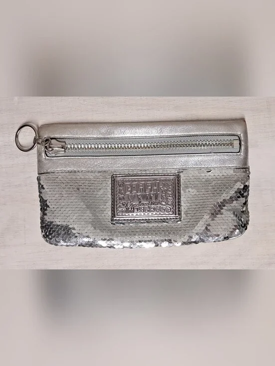 Coach Silver Sequin Poppy Wristlet