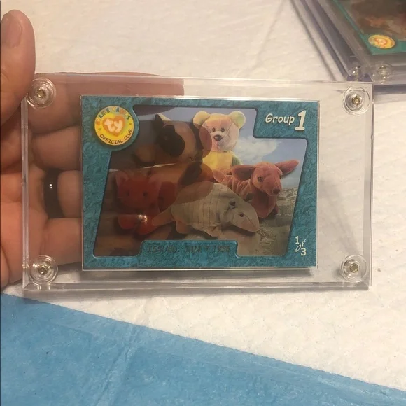 Ty Collectible Card with Teal Blue Frame and Multicolor Bears