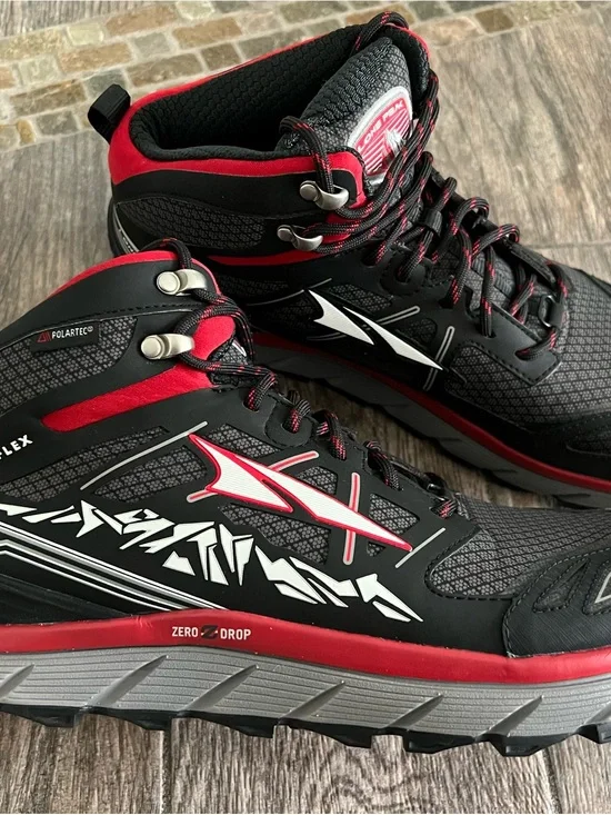 Altra Lone Peak Mid Men’s Black and Red Trail Hiking Boots