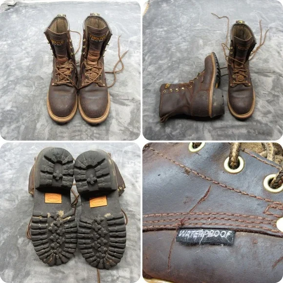 Carolina Work Boots Mens 7.5‎ D Brown Waterproof Leather Hard Toe Lace-Up VTG