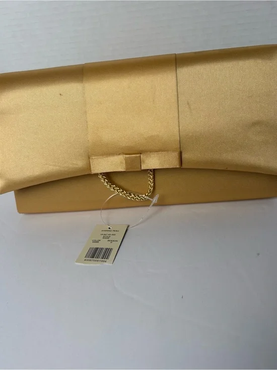 NWT- Valerie Stevens gold satin convertible evening clutch