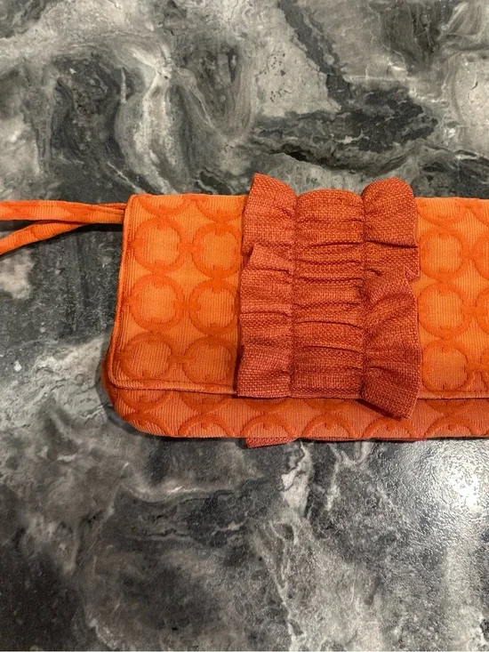 a new day Orange Ruffle Wristlet Clutch