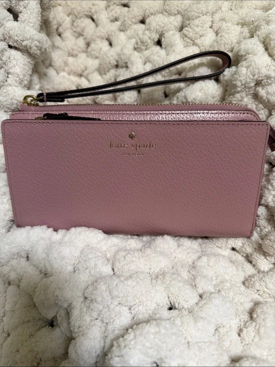 kate spade Dusty Pink Leather Wristlet Clutch