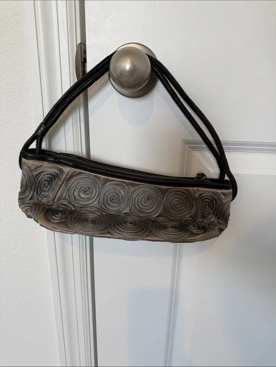 Giorgio Armani Gray Spiral Rosette Wristlet Clutch