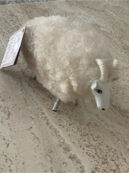 VINTAGE Sheep Soley Iceland Authentic Wool Figurine Iceland Souvenir Ram 5” Cute