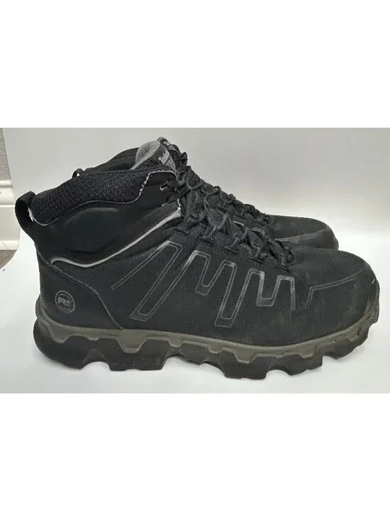 Timberland PRO Powertrain Sport Alloy Toe Mid Work Boots Mens Size 13 W Black