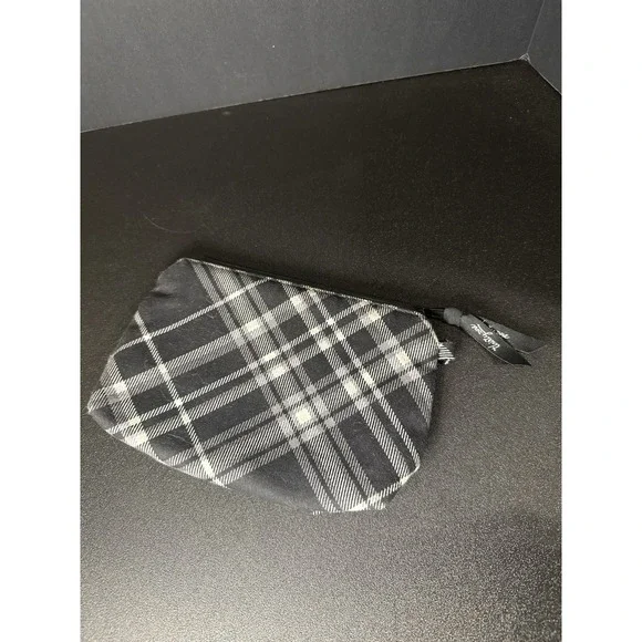 Thirty-One Black White Plaid‎ Cosmetic Bag Travel Pouch Makeup Organizer 7.5x5