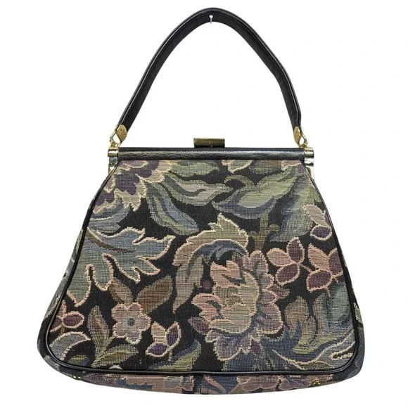 JR Miami USA Vintage 1960s Tapestry Purse Victorian Aesthetic Floral Handbag‎