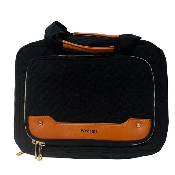 Wedama Quilted Hanging Travel Toiletry Bag Cosmetic Makeup Organizer Black‎
