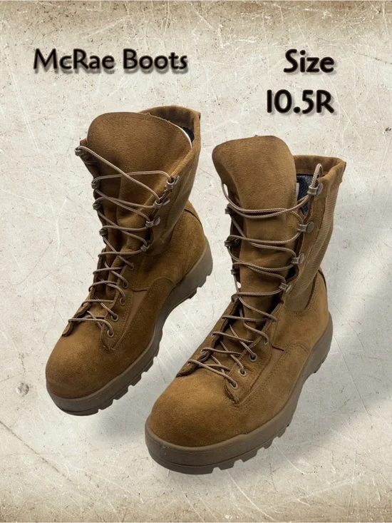 McRae US Army GoreTex Combat Boots Coyote Brown 10.5R NSN 8430-01-632-5908