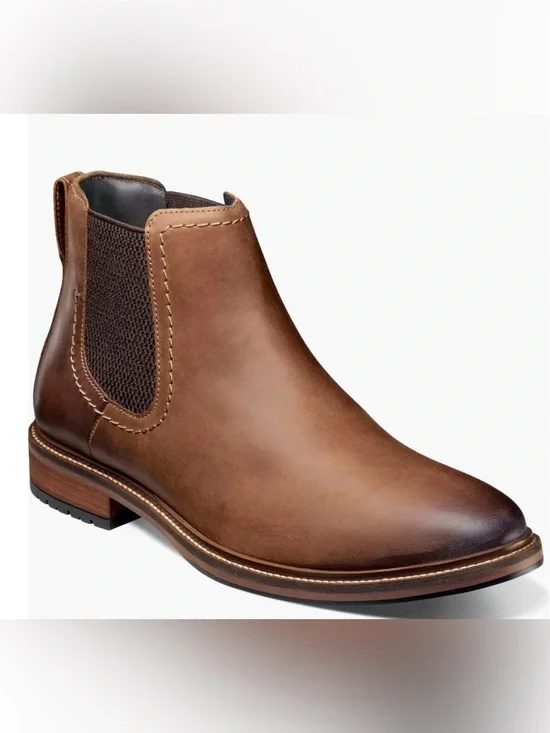 Florsheim Tan Leather Chelsea Boot with Dark Elastic Side Panels