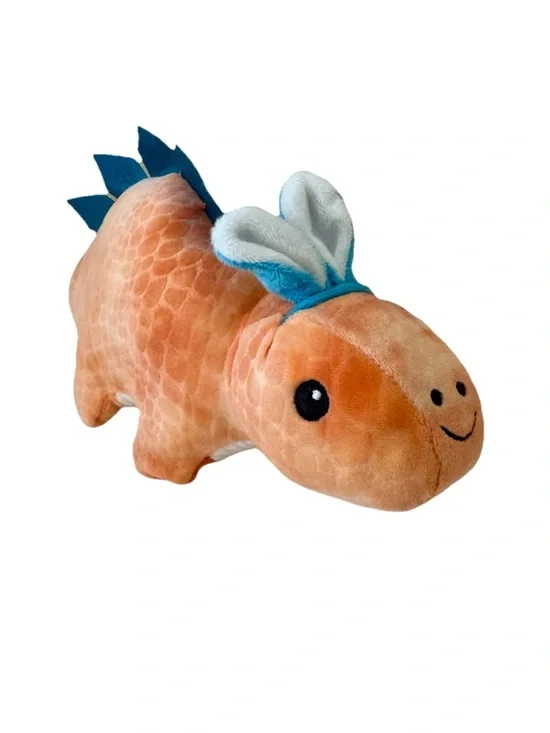 Small Dinosaur Plush, Orange and Blue, 5