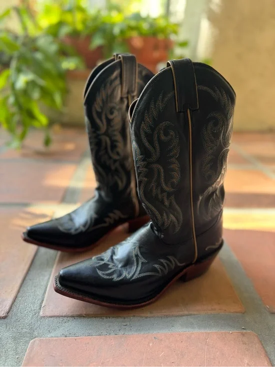 Classic Black Western Cowboy Boots - Men