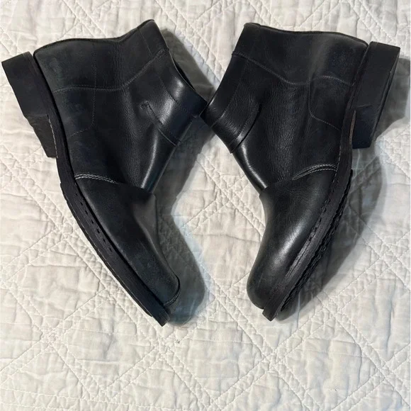 Timberland Colrain Mens Black Leather Side Zip Ankle Boots Made in Italy 12M