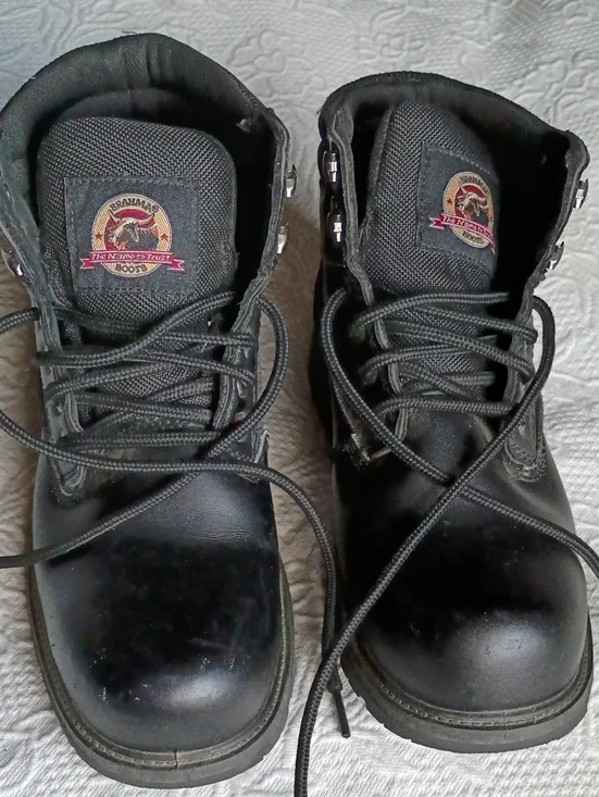 Brahma Black Lace-Up Steel Toe Work Boots Nice Worn Once