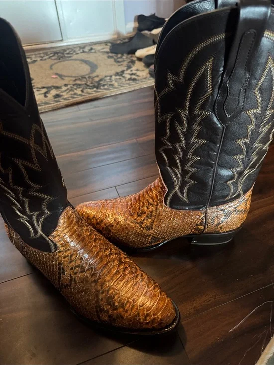 SHARP! JB Dillon SZ 11.5 D Gently Worn Genuine Python Cowboy Boots