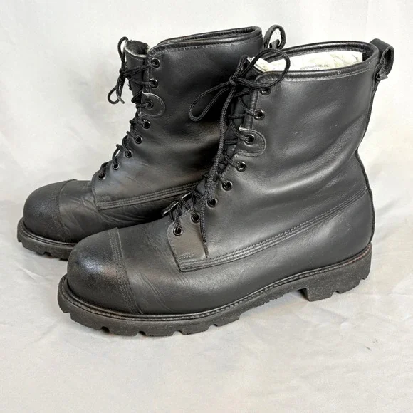 Weinbrenner USA Mens Vtg  Fire Fighting Workwear Black Leather Boots 11W Grunge