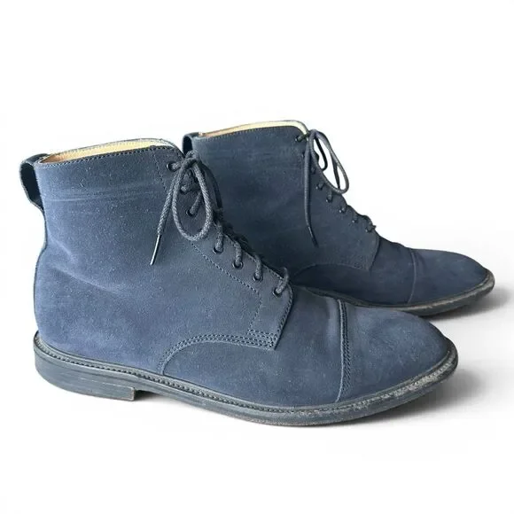 Alfred Sargent x J. Crew Men's UK 9.5 / US 10 Blue Suede Cap Toe Boots England