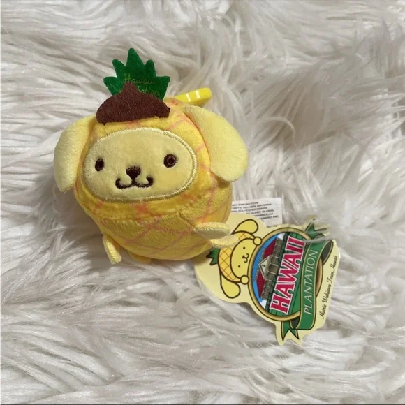 Pompompurin mini pole plantation pineapple 3” plush bag charm Hawaii sanrio