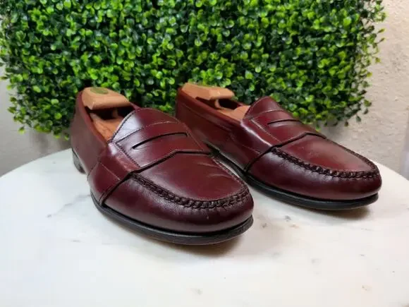 Cole Haan Brown Leather Penny Loafers Men's US 9.5 D Made In USA Dress Shoes